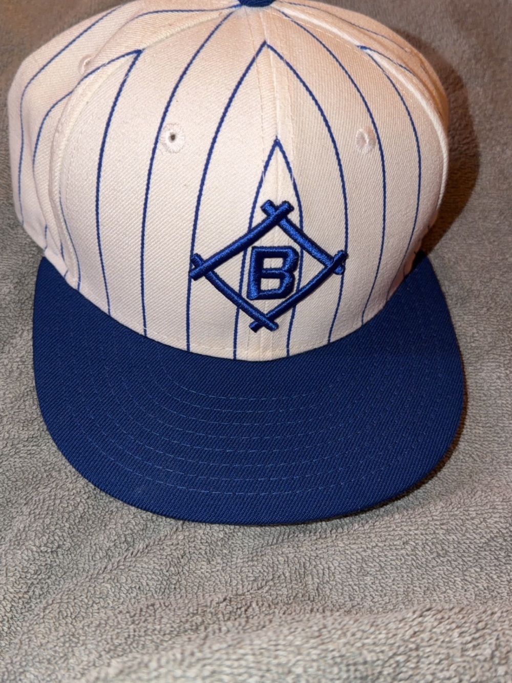 New Era White and Blue Pinstripe Baseball Cap